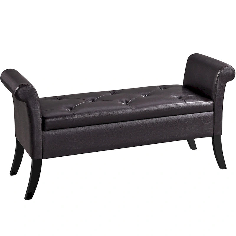 Faux Leather Vintage Storage Bench Multifunctional Bench