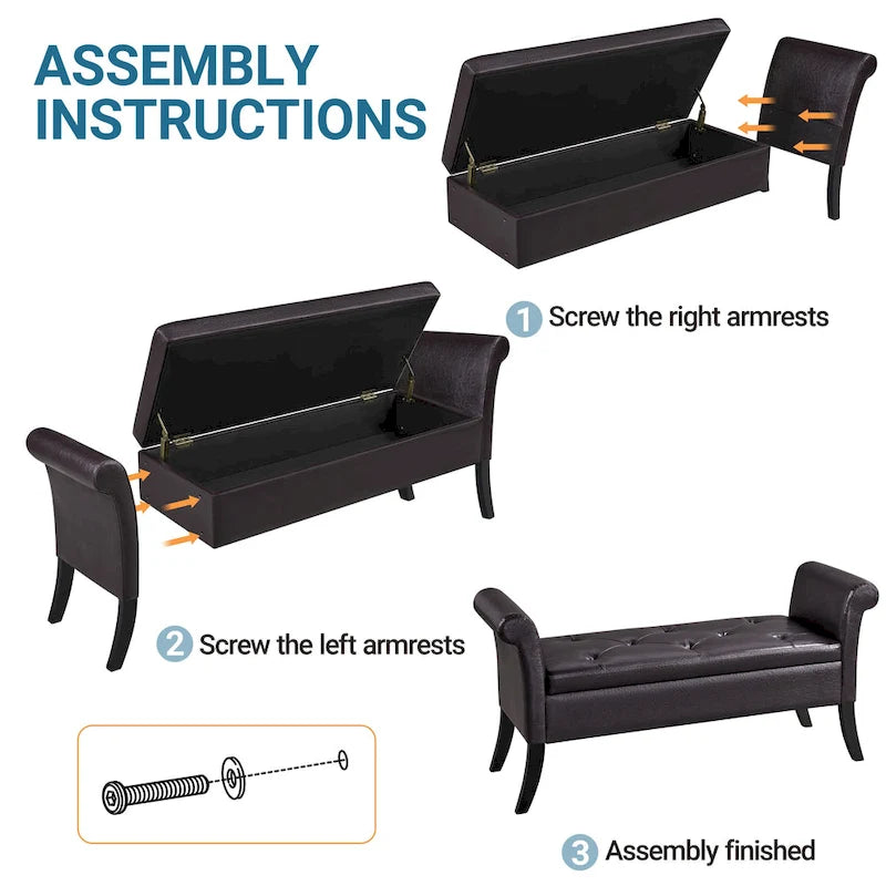 Faux Leather Vintage Storage Bench Multifunctional Bench