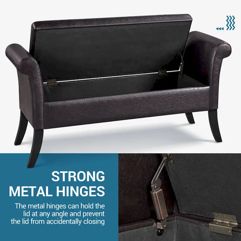 Faux Leather Vintage Storage Bench Multifunctional Bench