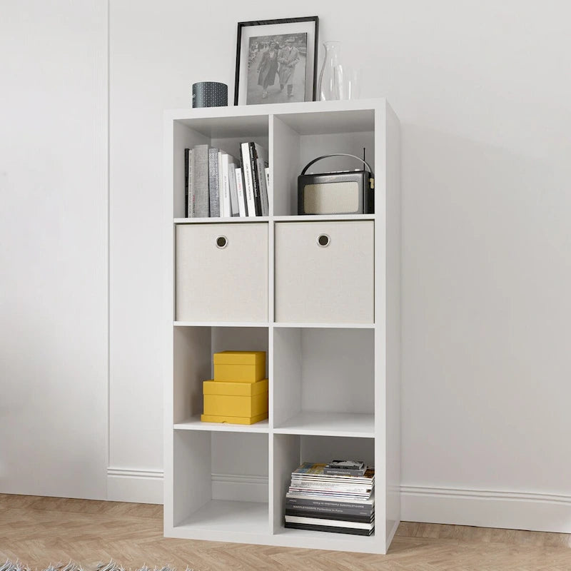 8-Cube Organizer Storage with Opened Back Shelves,2 X 4 Cube Bookcase Book Shleves for Home,Office (White)
