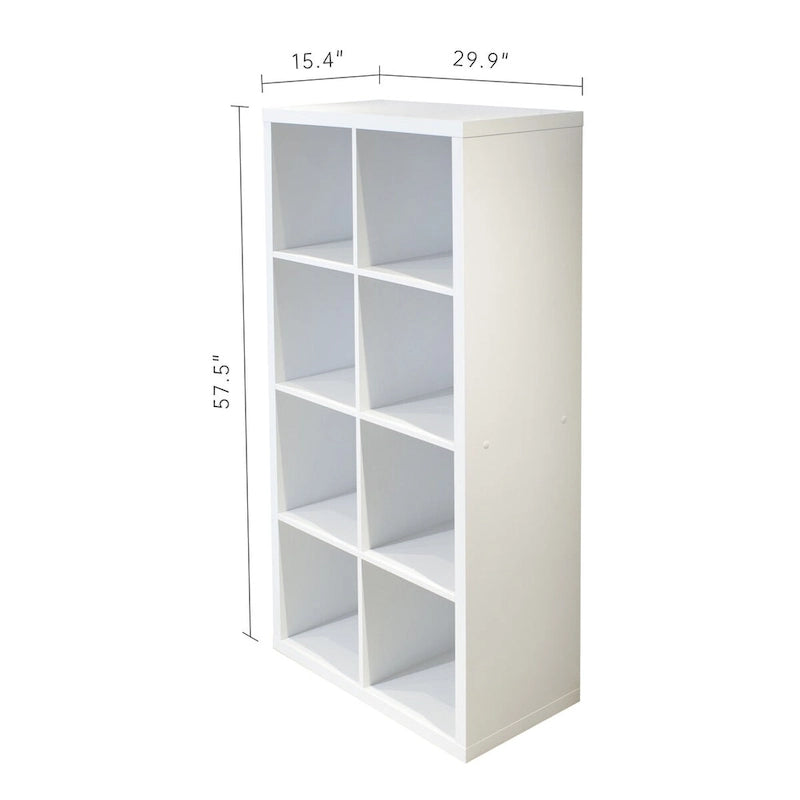 8-Cube Organizer Storage with Opened Back Shelves,2 X 4 Cube Bookcase Book Shleves for Home,Office (White)