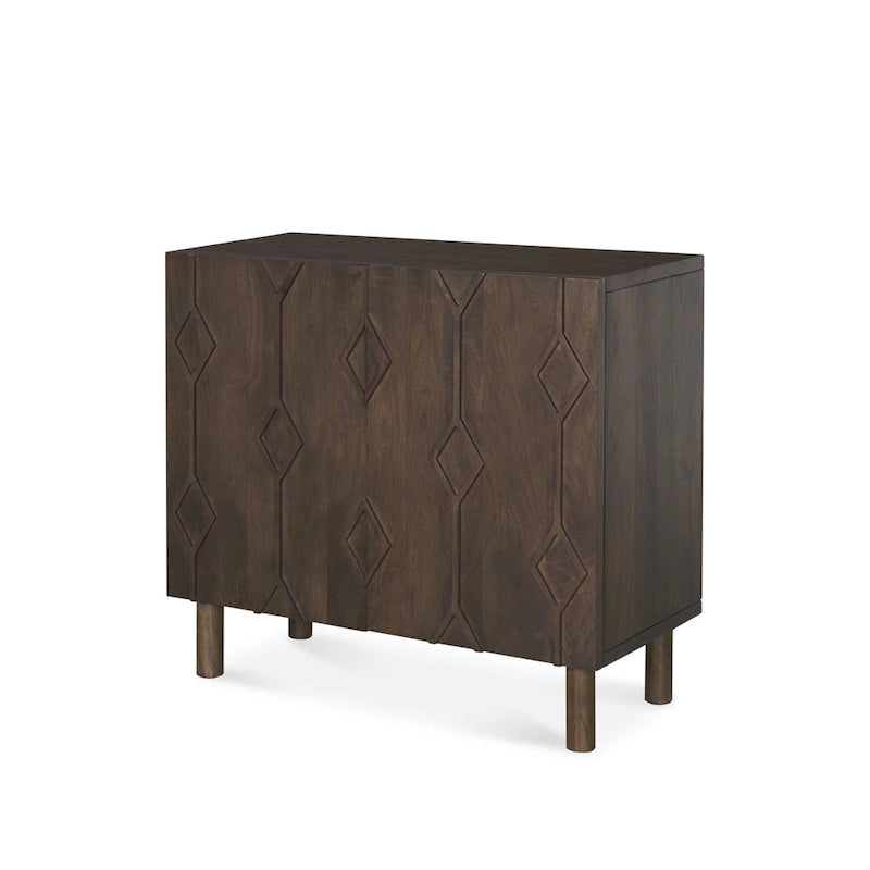 Dark Brown Diamond Motif w/ Shelf Accent Cabinet 36.0L x 16.3W x 32.0H