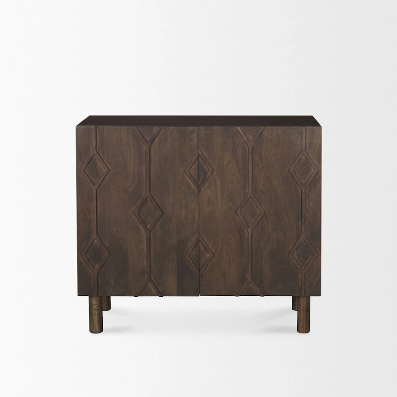 Dark Brown Diamond Motif w/ Shelf Accent Cabinet 36.0L x 16.3W x 32.0H