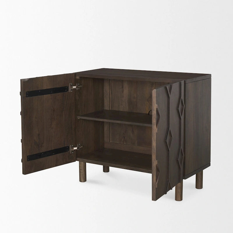 Dark Brown Diamond Motif w/ Shelf Accent Cabinet 36.0L x 16.3W x 32.0H