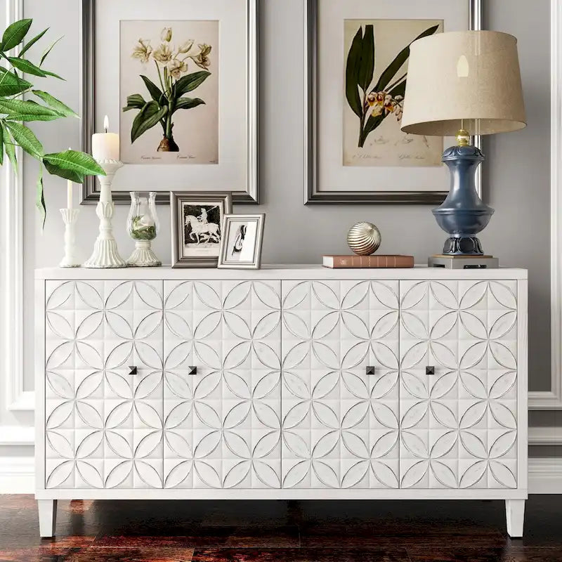 Accent Cabinet 4 Door Wooden Cabinet Sideboard Buffet Server Cabinet Storage Cabinet, for Living Room, Entryway