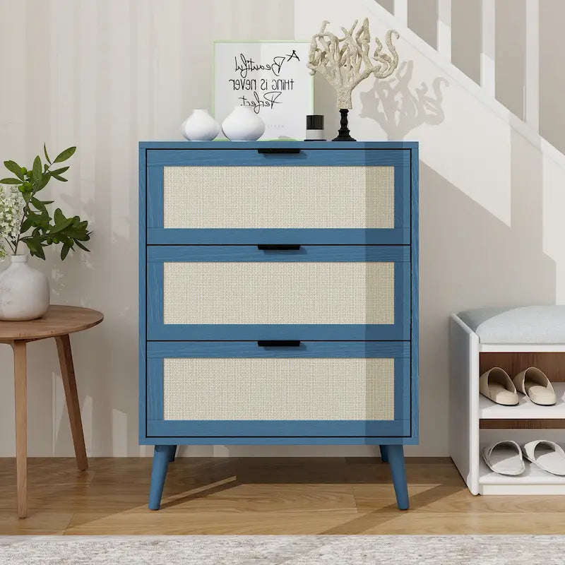 3 Drawers Storage Cabinet with Wood Legs
