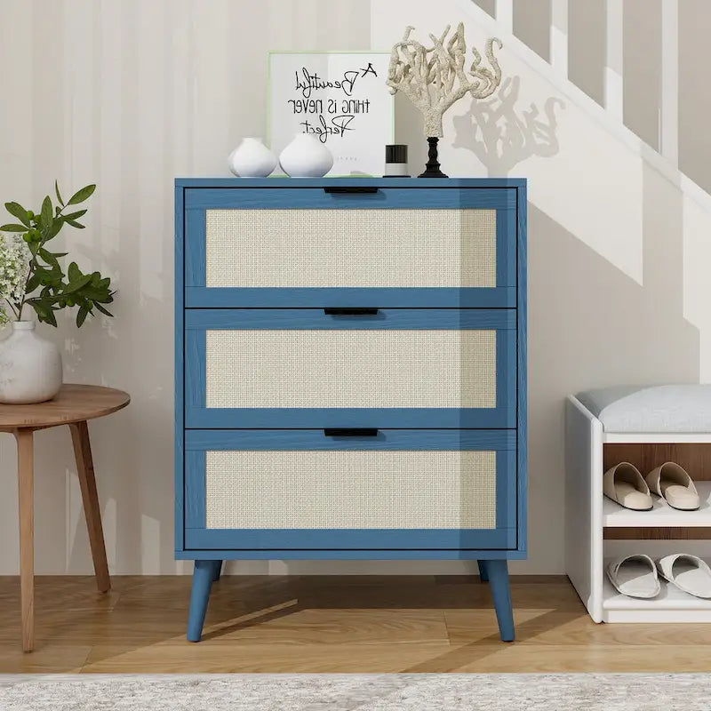 3 Drawers Storage Cabinet with Wood Legs
