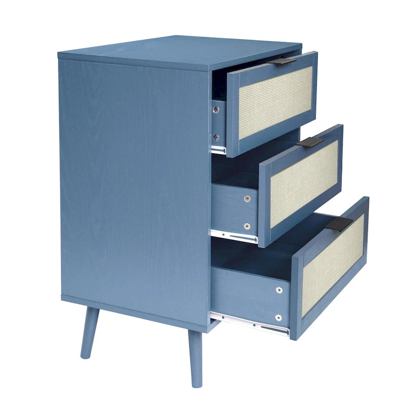 3 Drawers Storage Cabinet with Wood Legs