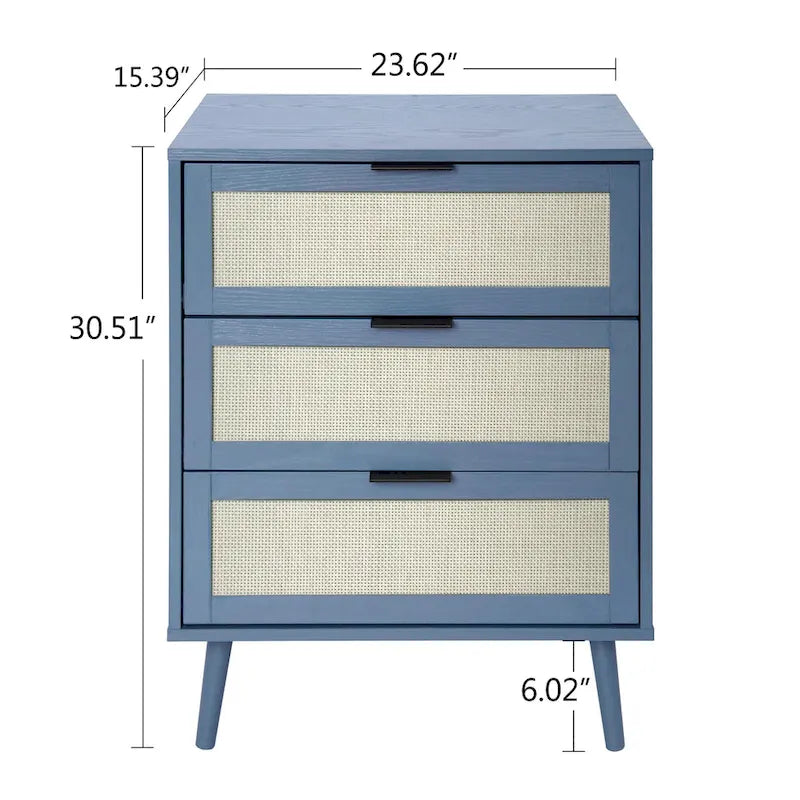 3 Drawers Storage Cabinet with Wood Legs