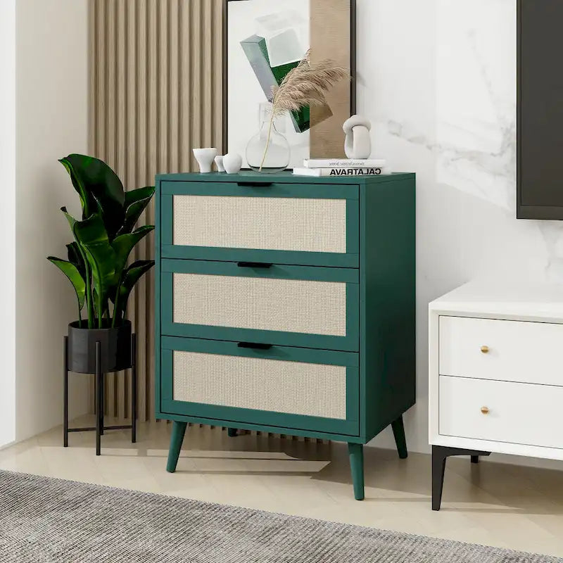 3 Drawers Storage Cabinet with Wood Legs