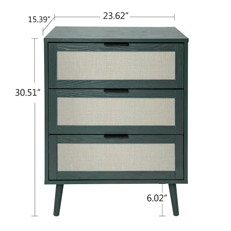 3 Drawers Storage Cabinet with Wood Legs
