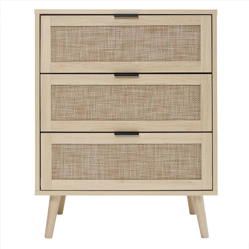 3 Drawers Storage Cabinet with Wood Legs