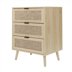 3 Drawers Storage Cabinet with Wood Legs