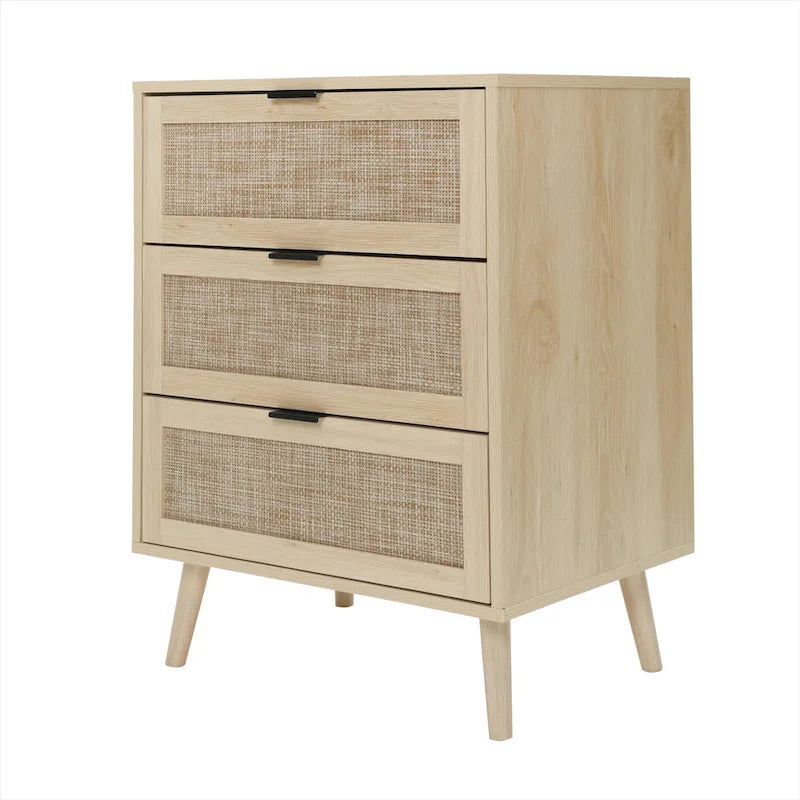3 Drawers Storage Cabinet with Wood Legs
