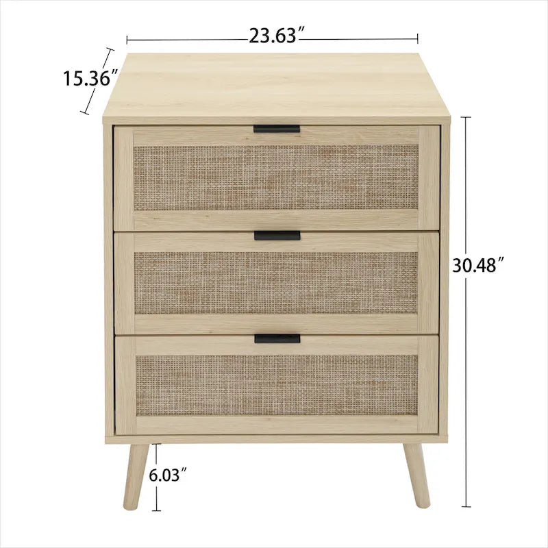 3 Drawers Storage Cabinet with Wood Legs