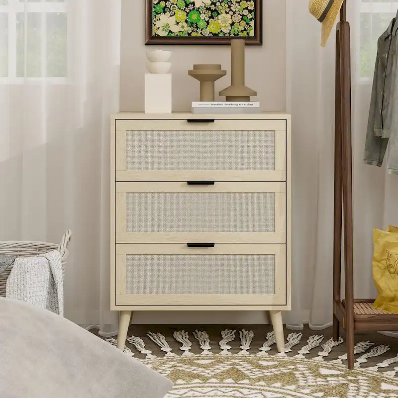 3 Drawers Storage Cabinet with Wood Legs