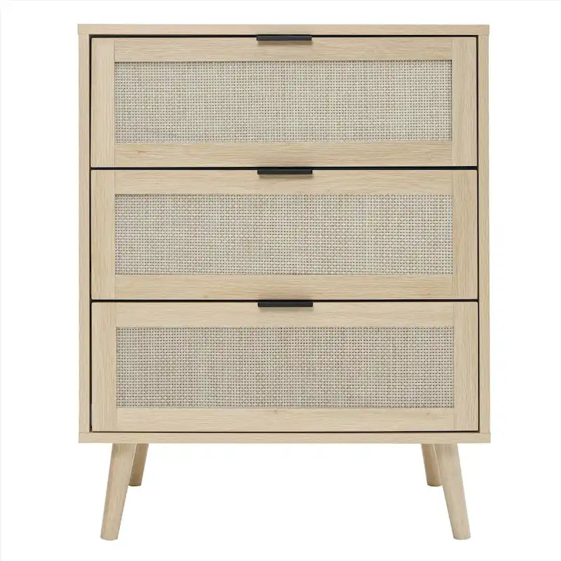3 Drawers Storage Cabinet with Wood Legs