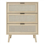 3 Drawers Storage Cabinet with Wood Legs