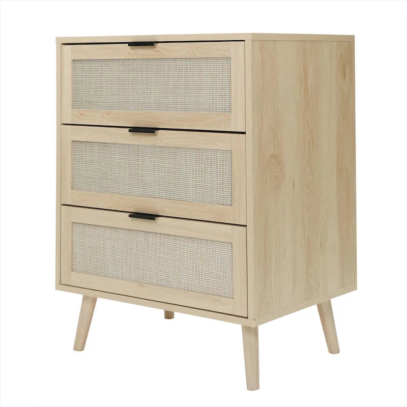 3 Drawers Storage Cabinet with Wood Legs