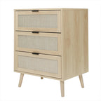 3 Drawers Storage Cabinet with Wood Legs