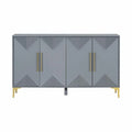 Unique Four-Door Cabinet with Two-Tone Triangular Pattern Doors