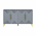 Unique Four-Door Cabinet with Two-Tone Triangular Pattern Doors