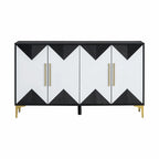 Unique Four-Door Cabinet with Two-Tone Triangular Pattern Doors
