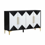Unique Four-Door Cabinet with Two-Tone Triangular Pattern Doors