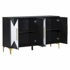 Unique Four-Door Cabinet with Two-Tone Triangular Pattern Doors