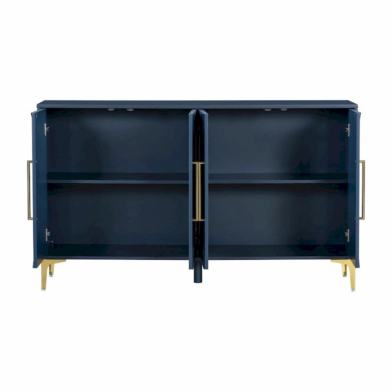 Unique Four-Door Cabinet with Two-Tone Triangular Pattern Doors