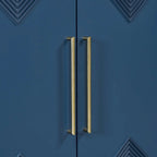 Unique Four-Door Cabinet with Two-Tone Triangular Pattern Doors