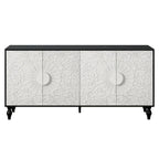 Vintage Large Cabinet with Faceted Carved and Spliced Doors