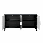 Vintage Large Cabinet with Faceted Carved and Spliced Doors