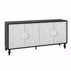 Vintage Large Cabinet with Faceted Carved and Spliced Doors