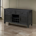 54 Inch Sideboard Server Buffet, 2 Drawers, Cabinets, Wine Rack, Black