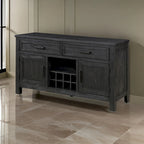 54 Inch Sideboard Server Buffet, 2 Drawers, Cabinets, Wine Rack, Black