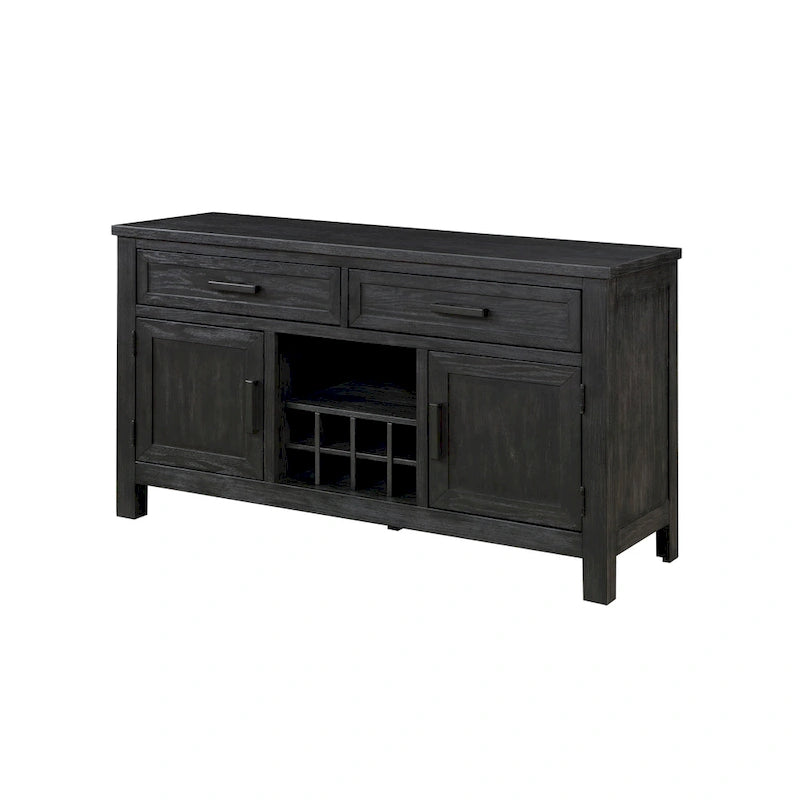 54 Inch Sideboard Server Buffet, 2 Drawers, Cabinets, Wine Rack, Black