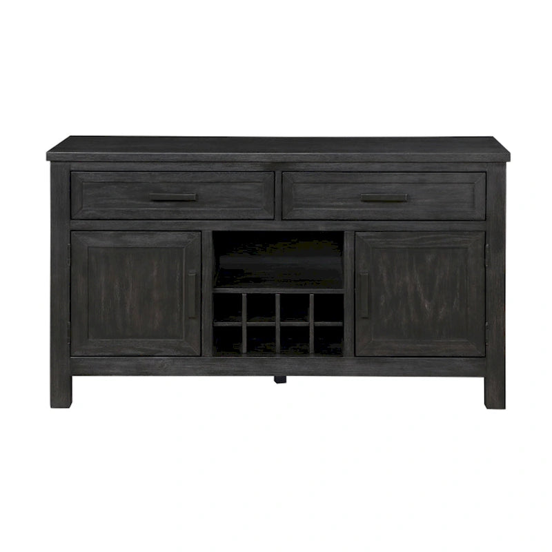 54 Inch Sideboard Server Buffet, 2 Drawers, Cabinets, Wine Rack, Black