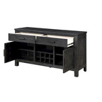 54 Inch Sideboard Server Buffet, 2 Drawers, Cabinets, Wine Rack, Black