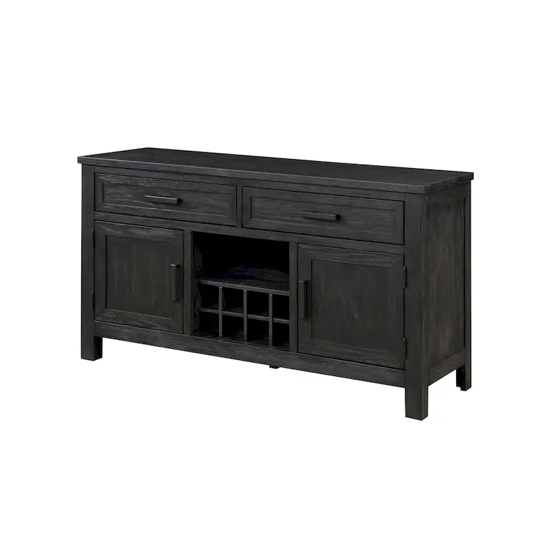 54 Inch Sideboard Server Buffet, 2 Drawers, Cabinets, Wine Rack, Black