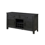 54 Inch Sideboard Server Buffet, 2 Drawers, Cabinets, Wine Rack, Black
