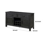 54 Inch Sideboard Server Buffet, 2 Drawers, Cabinets, Wine Rack, Black