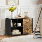 Rolling File Cabinet with 2 Drawers and 2 Open Shelves