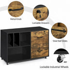 Rolling File Cabinet with 2 Drawers and 2 Open Shelves