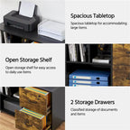 Rolling File Cabinet with 2 Drawers and 2 Open Shelves