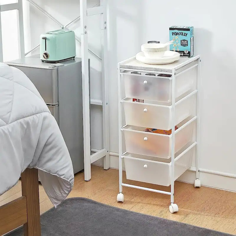 Storage Carts 4 Drawer Woodtop Shelf by