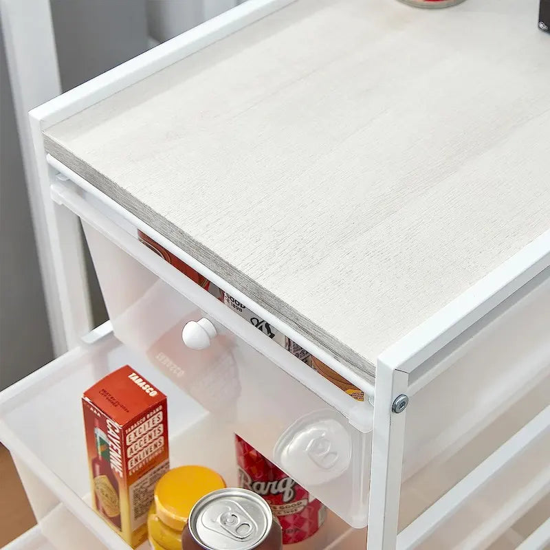 Storage Carts 4 Drawer Woodtop Shelf by