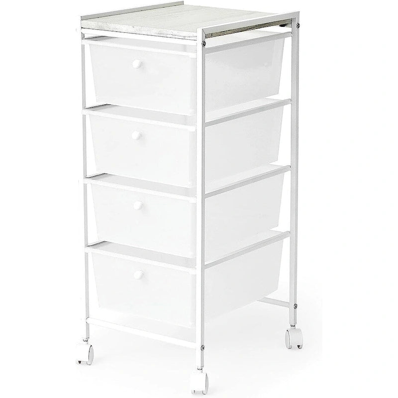 Storage Carts 4 Drawer Woodtop Shelf by