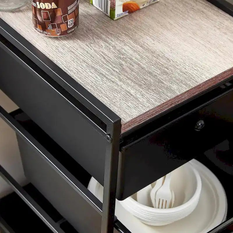 Storage Carts 4 Drawer Woodtop Shelf by
