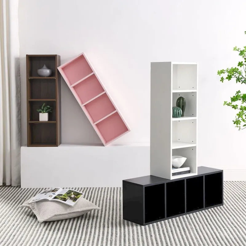 8-Tier Media Tower Rack CD DVD Slim Storage Cabinet with Adjustable Shelves